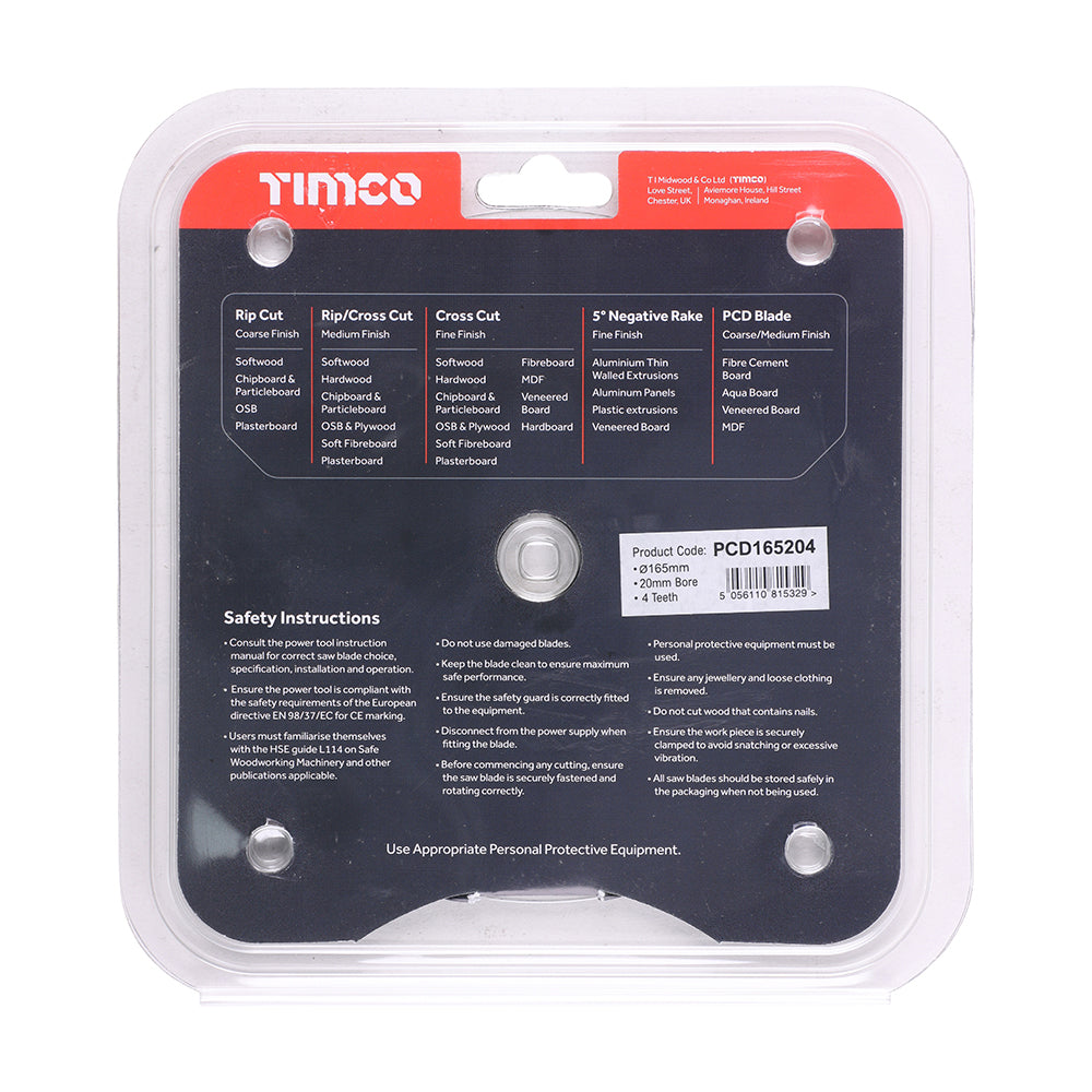 TIMCO PCD Fibre Cement Saw Blade - 165 x 20 x 4T - Image