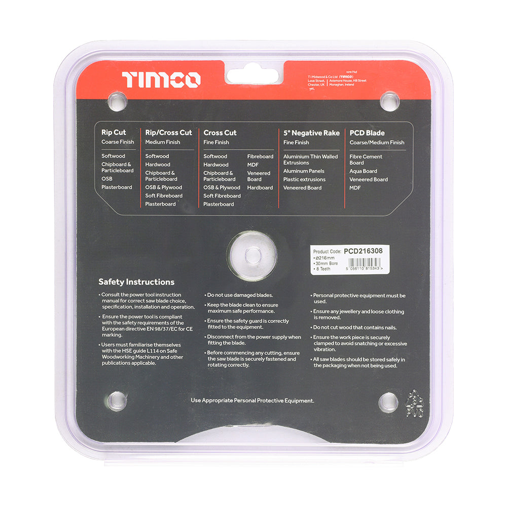 TIMCO PCD Fibre Cement Saw Blade - 216 x 30 x 8T - Image