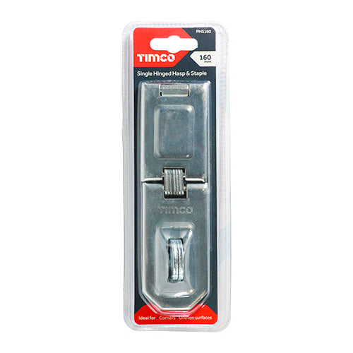TIMCO Hasp and Staple Single Hinged Silver - 160mm - Image