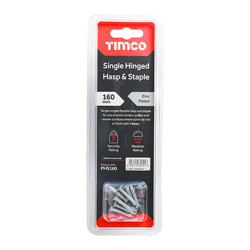 TIMCO Hasp and Staple Single Hinged Silver - 160mm - Image