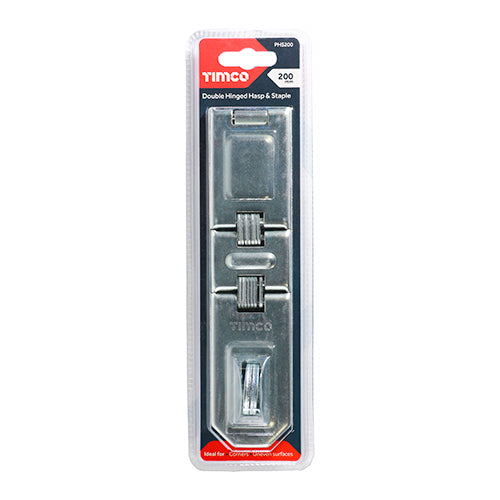 TIMCO Hasp and Staple Double Hinged Silver - 200mm - Image