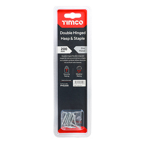 TIMCO Hasp and Staple Double Hinged Silver - 200mm - Image