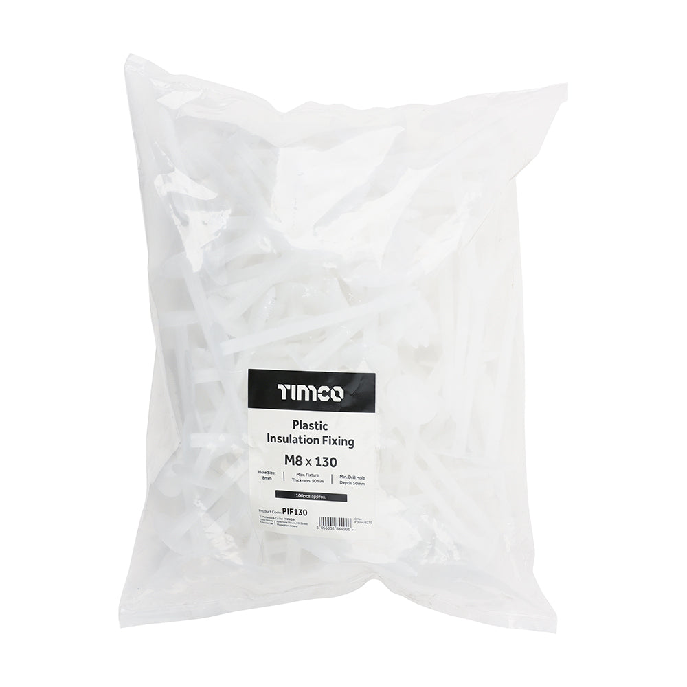 TIMCO Plastic Insulation Fixings White - 8.0 x 130 - Image