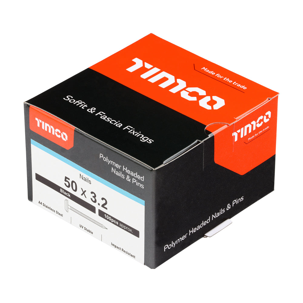 TIMCO Polymer Headed Nails A4 Stainless Steel Black - 50mm - Image
