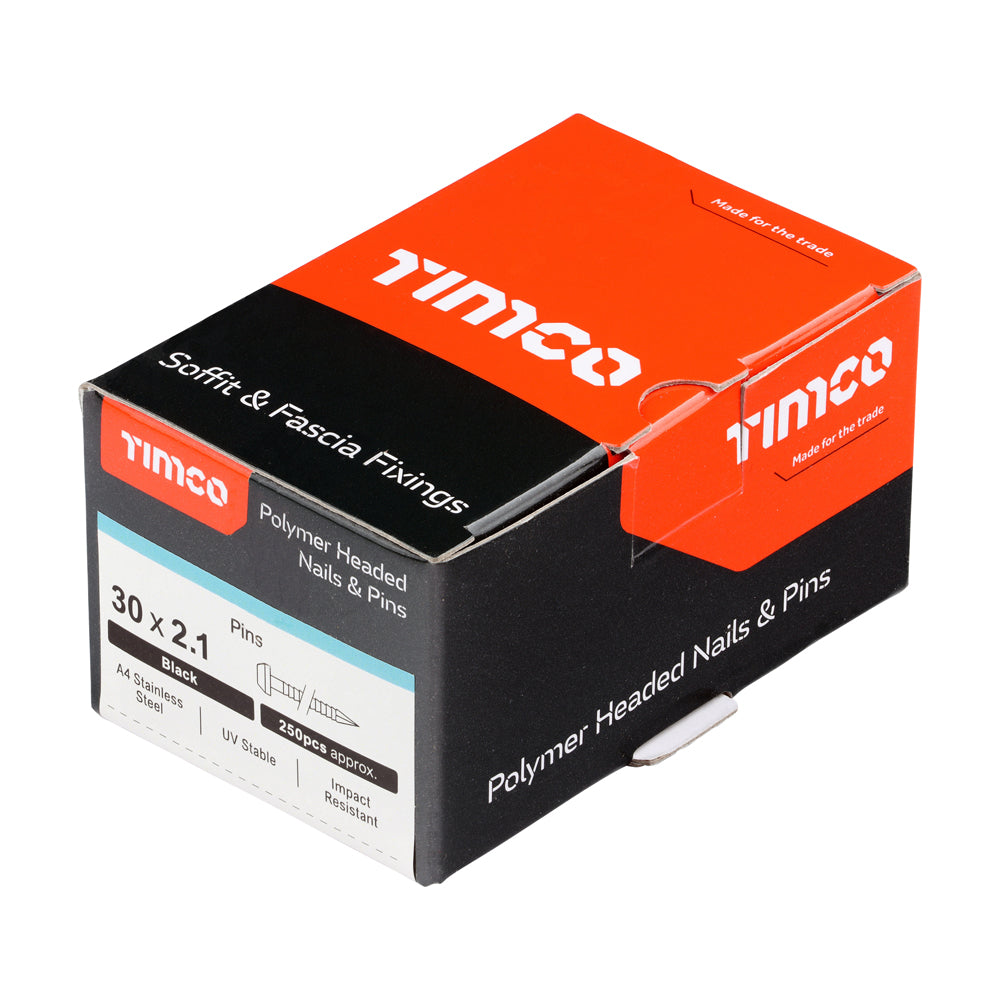 TIMCO Polymer Headed Pins A4 Stainless Steel Black - 30mm - Image