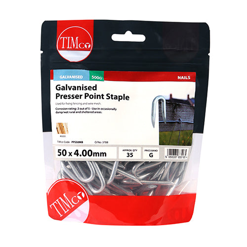 TIMCO Presser Point Staples Galvanised - 50 x 4.00 - Image