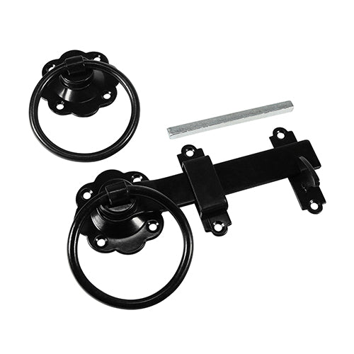 TIMCO Ring Gate Latch Plain Black - 6" - Image