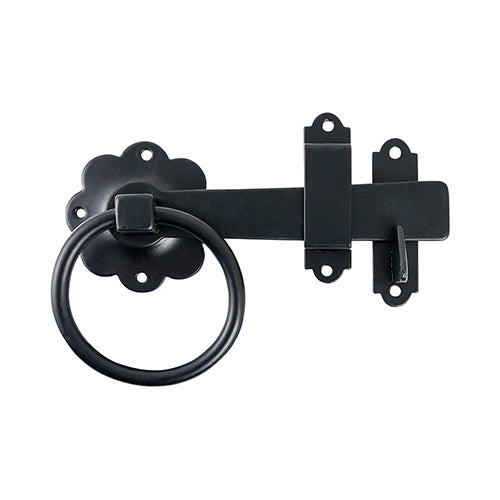 TIMCO Ring Gate Latch Plain Black - 6" - Image