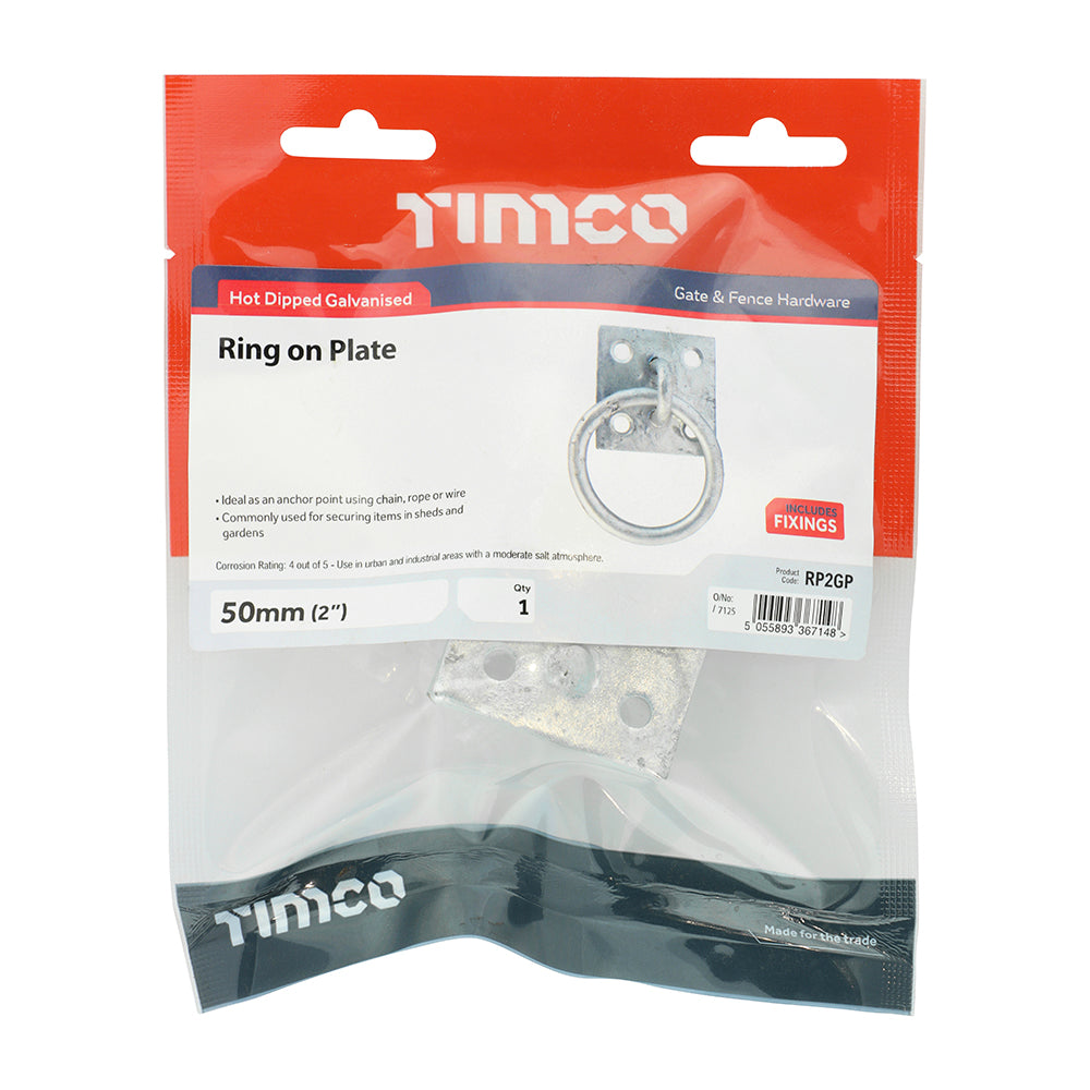TIMCO Ring on Plate Hot Dipped Galvanised - 2" - Image