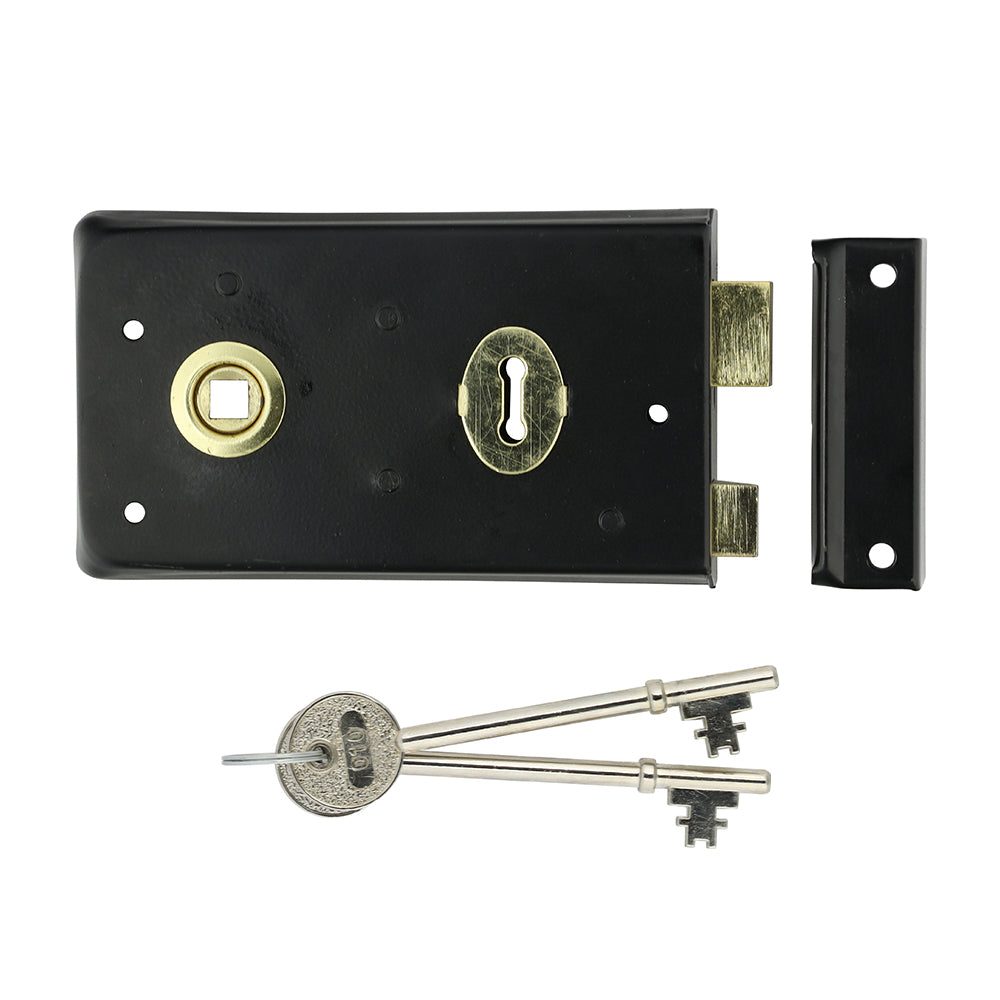 TIMCO Narrow Rim Sashlock Reverse Bolt - Epoxy Black - 140 x 76 - Image