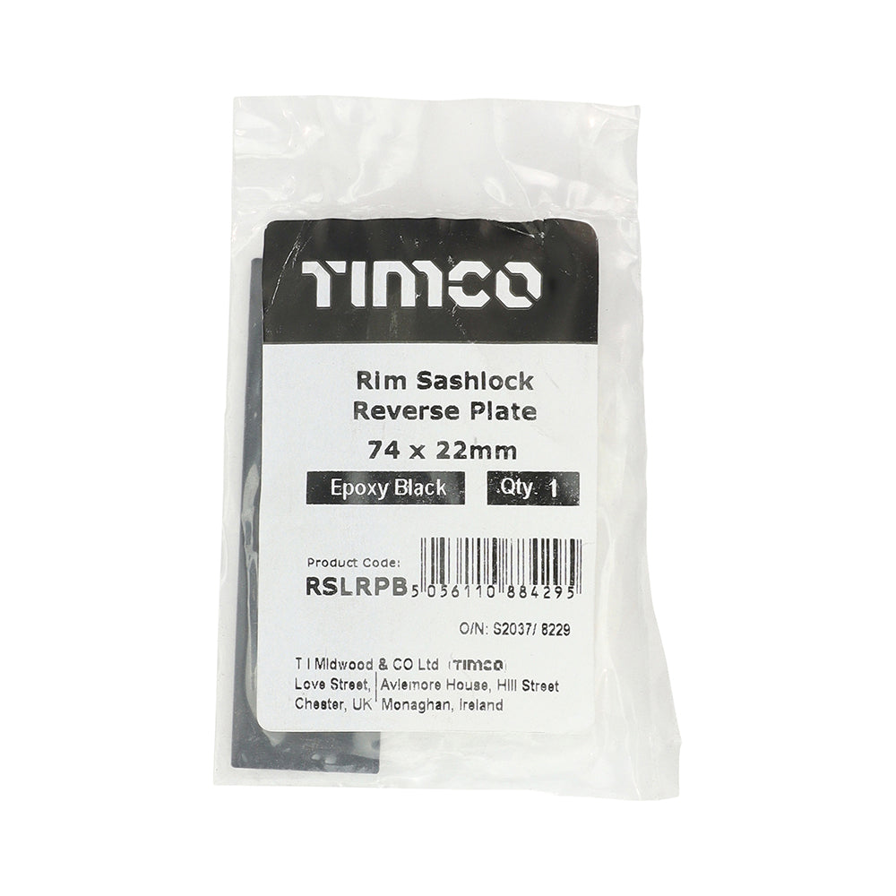 TIMCO Rim Sashlock Reverse Plate - Epoxy Black - 74 x 22 - Image