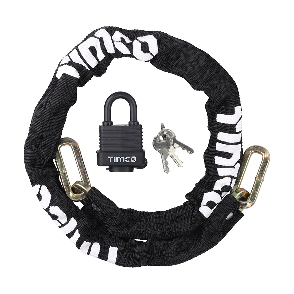 TIMCO Hex Steel Security Chain & Weatherproof Padlock - 8mm x 1m - Image