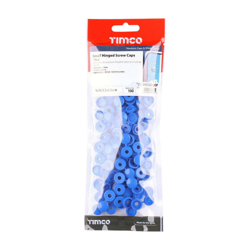 TIMCO Hinged Screw Caps Small Blue - To fit 3.0 to 4.5 Screw - Image