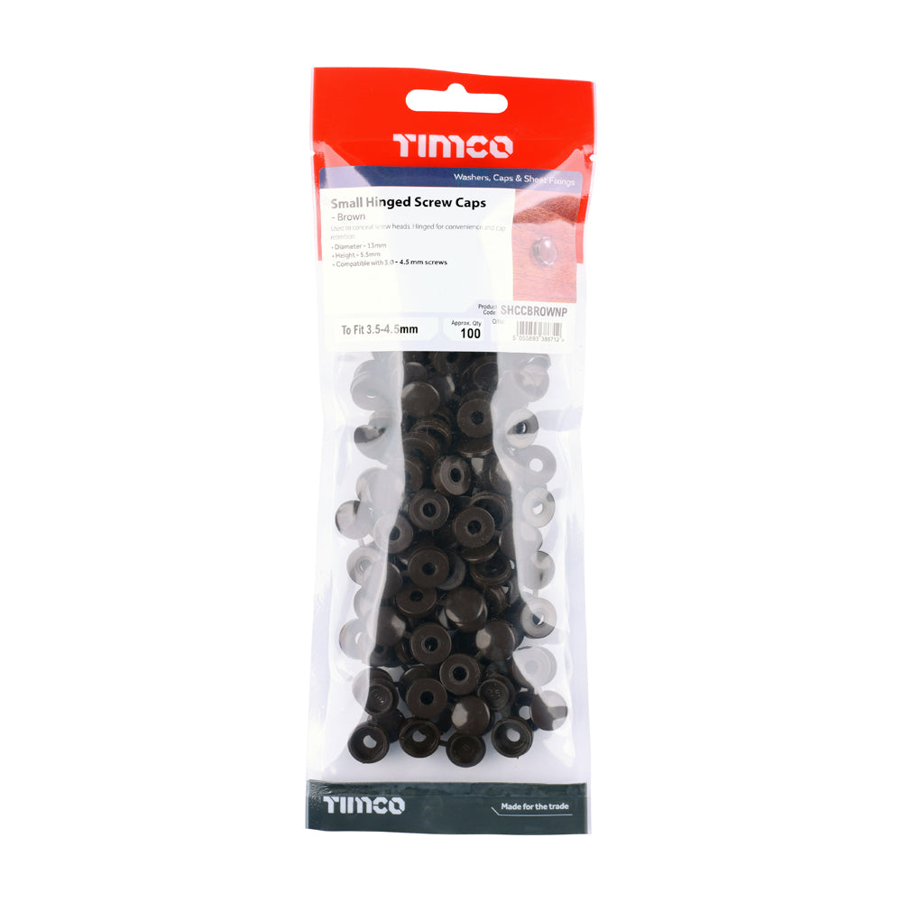 TIMCO Hinged Screw Caps Small Brown - To fit 3.0 to 4.5 Screw - Image