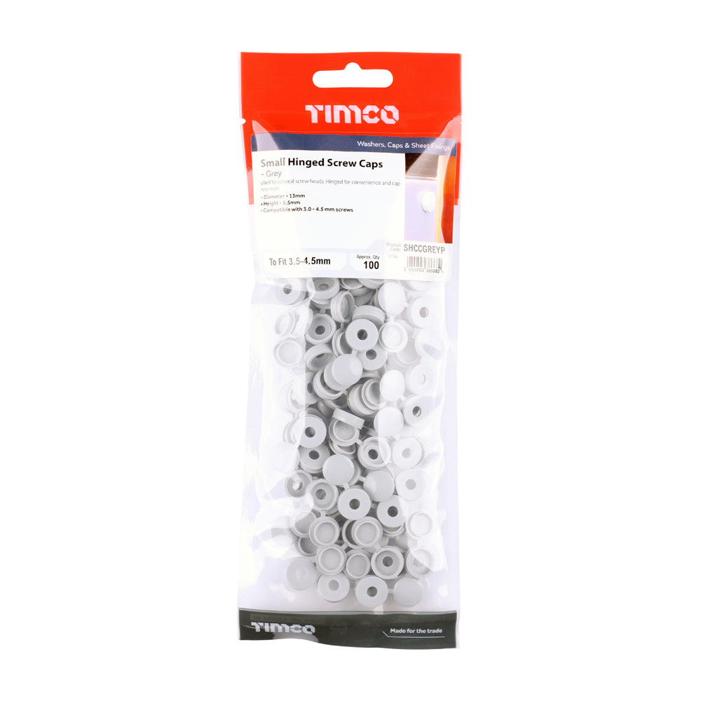 TIMCO Hinged Screw Caps Small Light Grey - To fit 3.0 to 4.5 Screw - Image