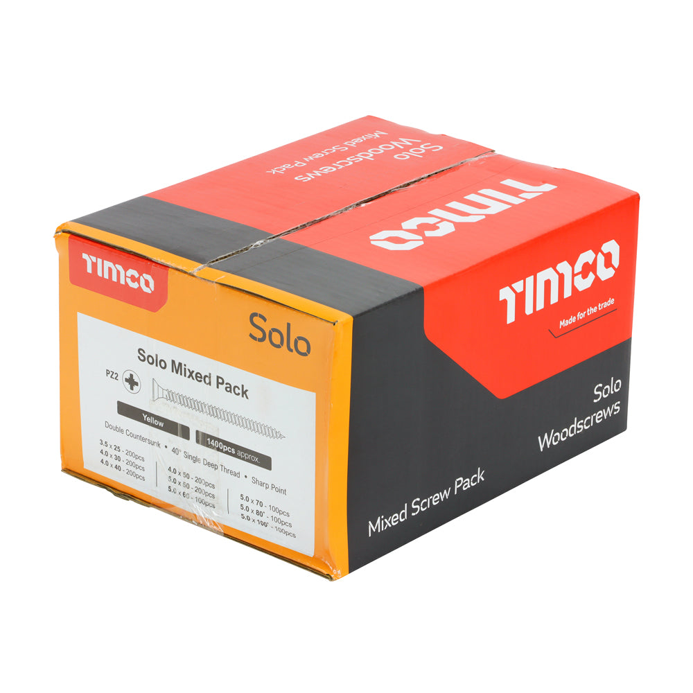 TIMCO Solo Countersunk Gold Woodscrews Mixed Box - - Image