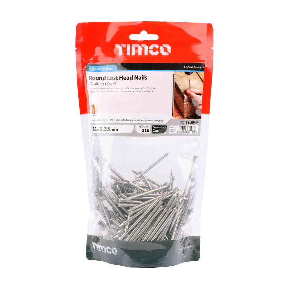 TIMCO Round Lost Head Nails A2 Stainless Steel - 65 x 3.35 - Image