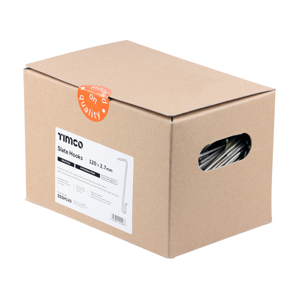 TIMCO Slate Hooks - Black Grey - A4 Stainless Steel - 120 x 2.7 - Image