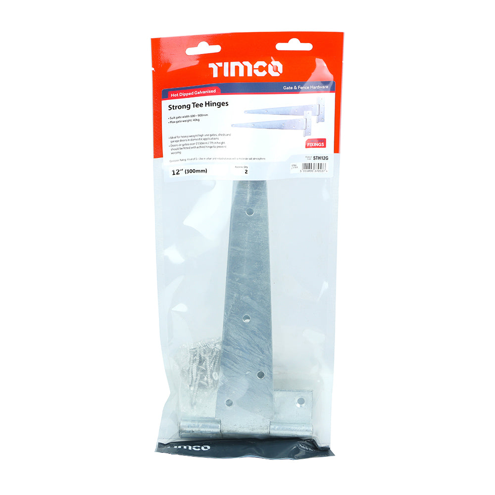 TIMCO Strong Tee Hinges Hot Dipped Galvanised - 12" - Image