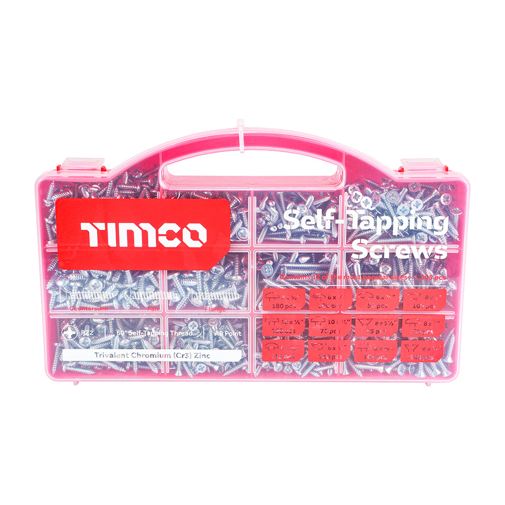 TIMCO Self-Tapping Silver Screws Mixed Tray - 1,305pcs - Image