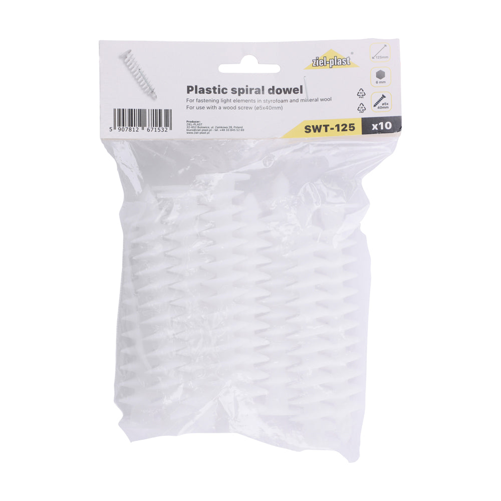 TIMCO Ziel-Plast Plastic Spiral Dowel - 125mm - Image
