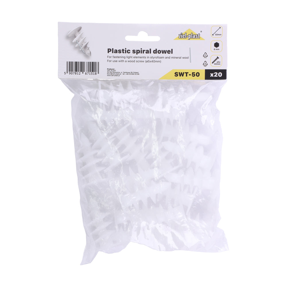 TIMCO Ziel-Plast Plastic Spiral Dowel - 50mm - Image
