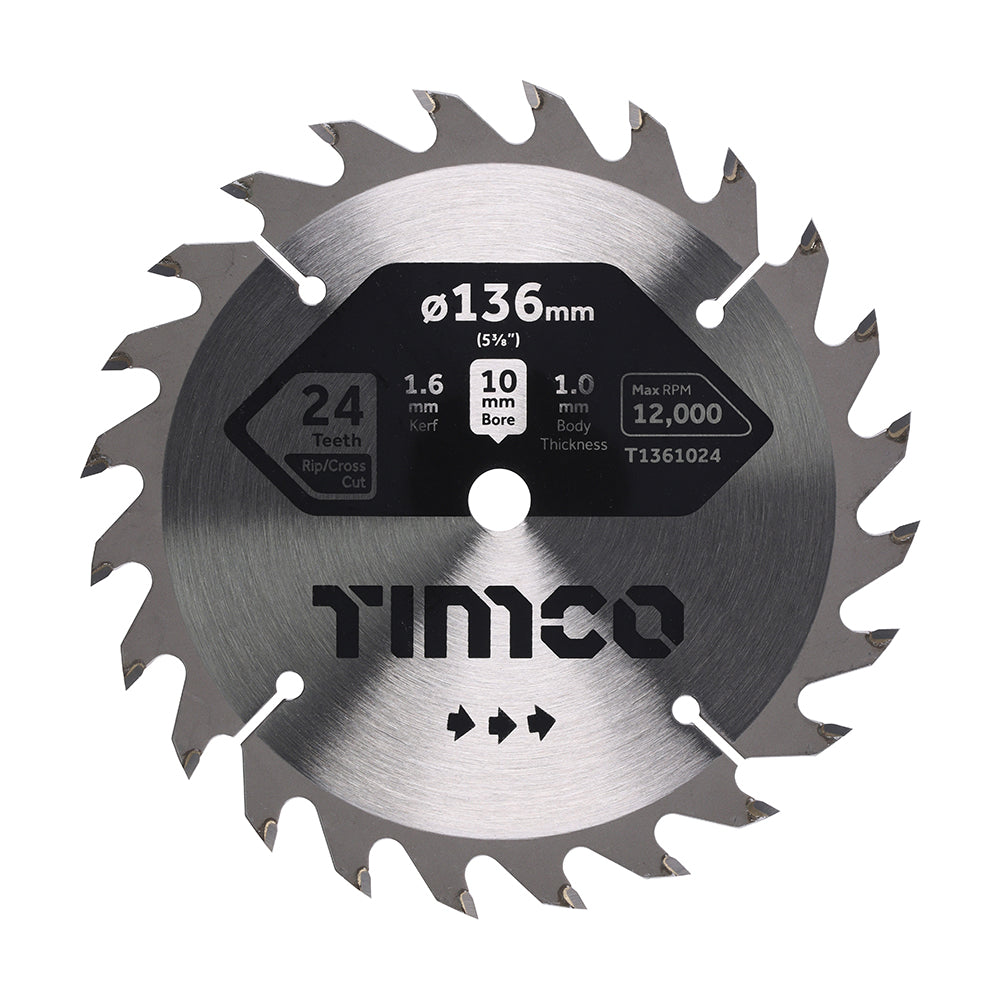 TIMCO Handheld Cordless Circular Saw Blade - 136 x 10 x 24T - Image