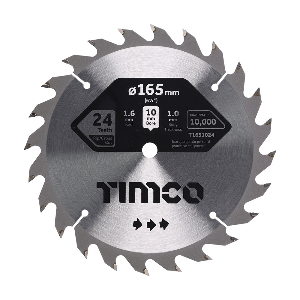 TIMCO Handheld Cordless Circular Saw Blade - 165 x 10 x 24T - Image