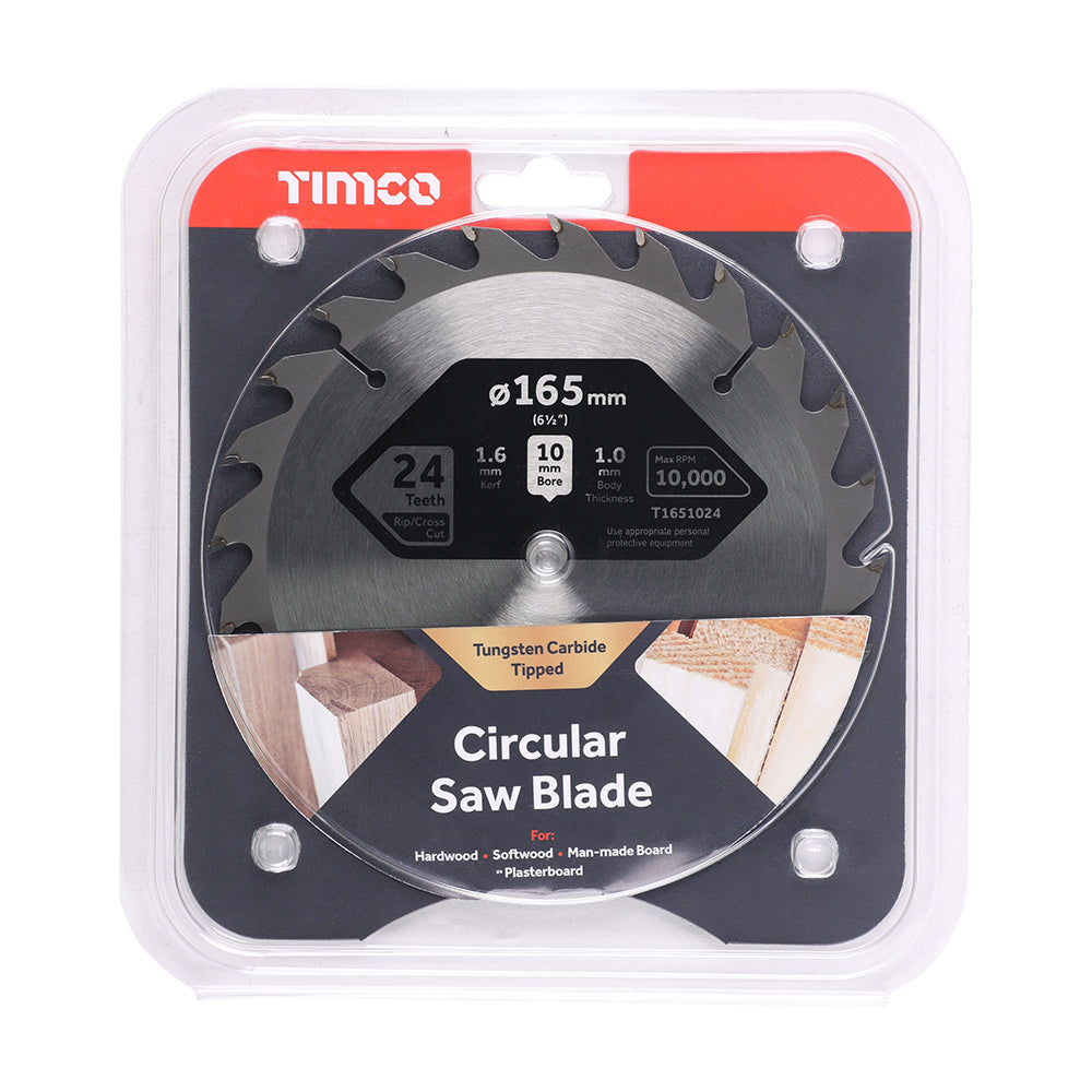 TIMCO Handheld Cordless Circular Saw Blade - 165 x 10 x 24T - Image