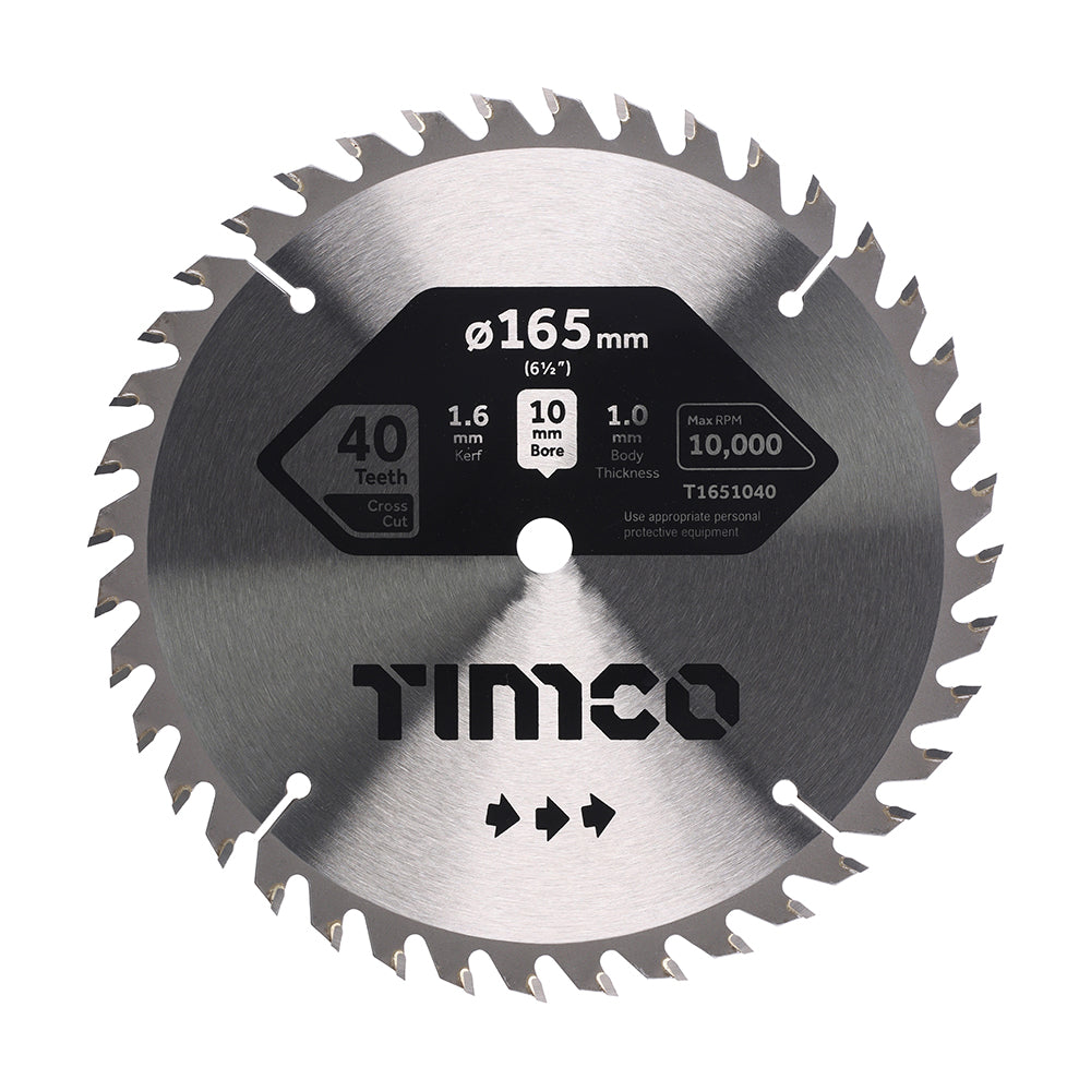 TIMCO Handheld Cordless Circular Saw Blade - 165 x 10 x 40T - Image