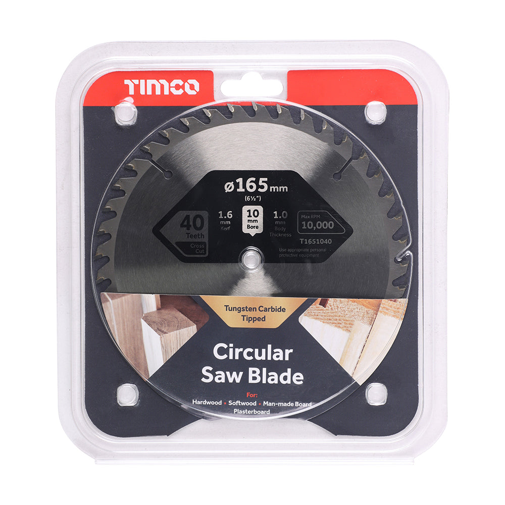 TIMCO Handheld Cordless Circular Saw Blade - 165 x 10 x 40T - Image