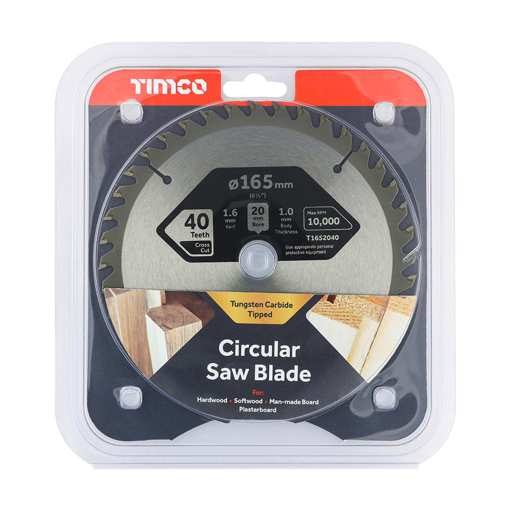 TIMCO Handheld Cordless Circular Saw Blade - 165 x 20 x 40T - Image