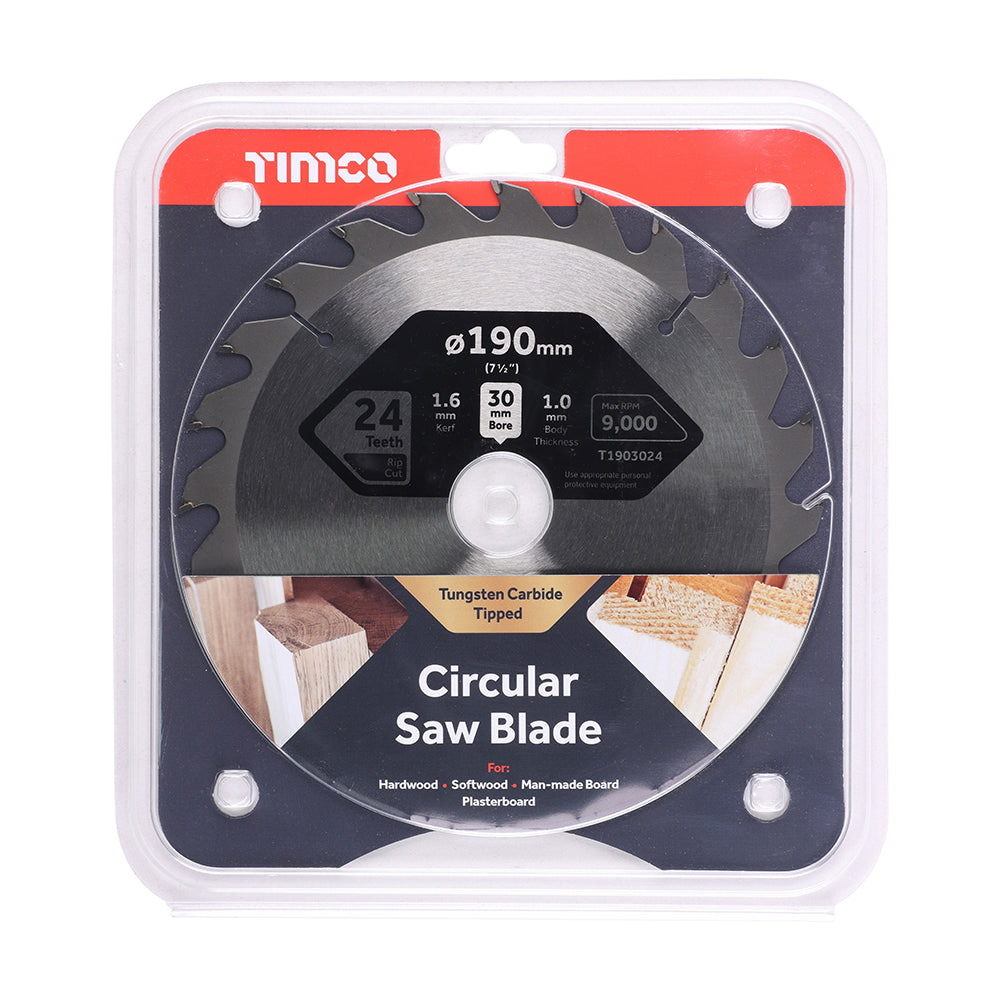 TIMCO Handheld Cordless Circular Saw Blade - 190 x 30 x 24T - Image
