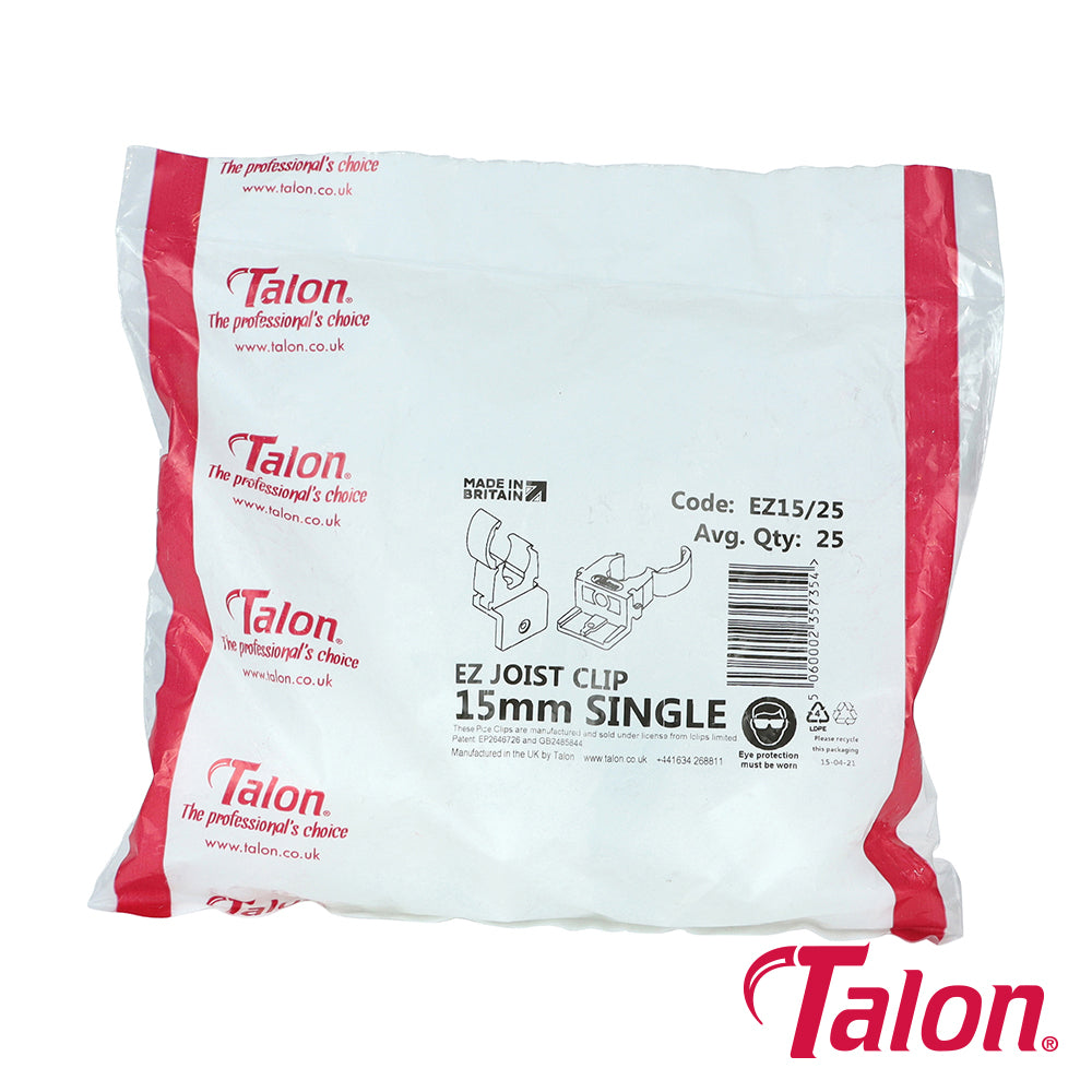 Talon EZ Joist Pipe Clips White - 15mm - Image