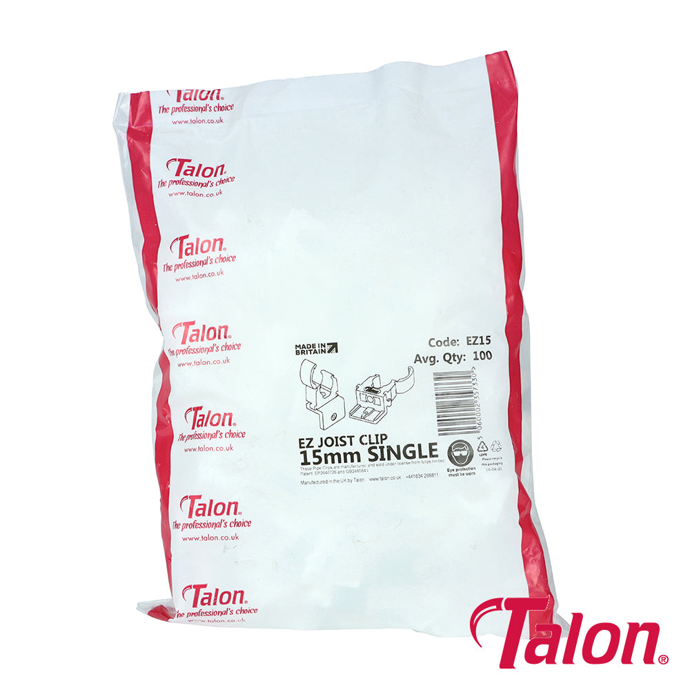 Talon EZ Joist Pipe Clips White - 15mm - Image