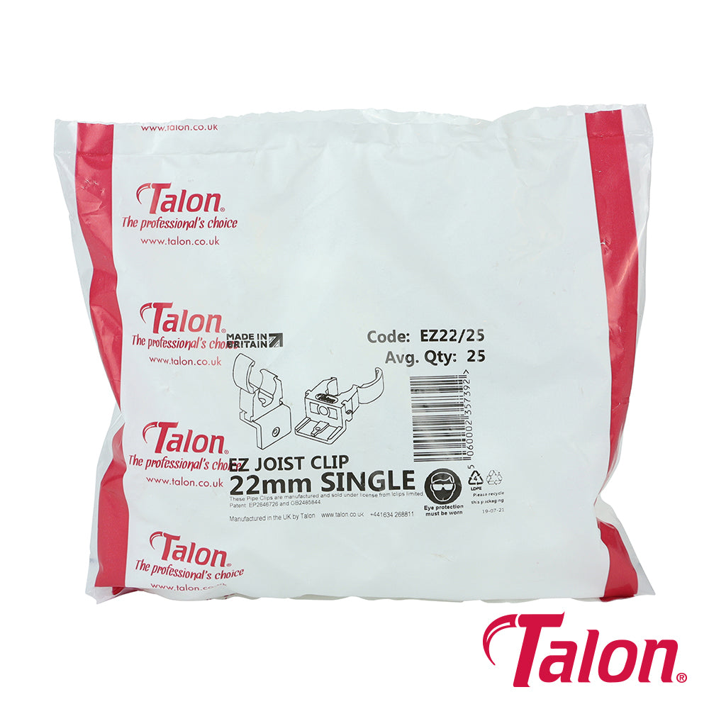 Talon EZ Joist Pipe Clips White - 22mm - Image