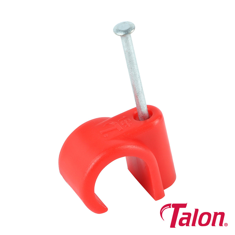 Talon Nail In Pipe Clips Red - 15mm - Image