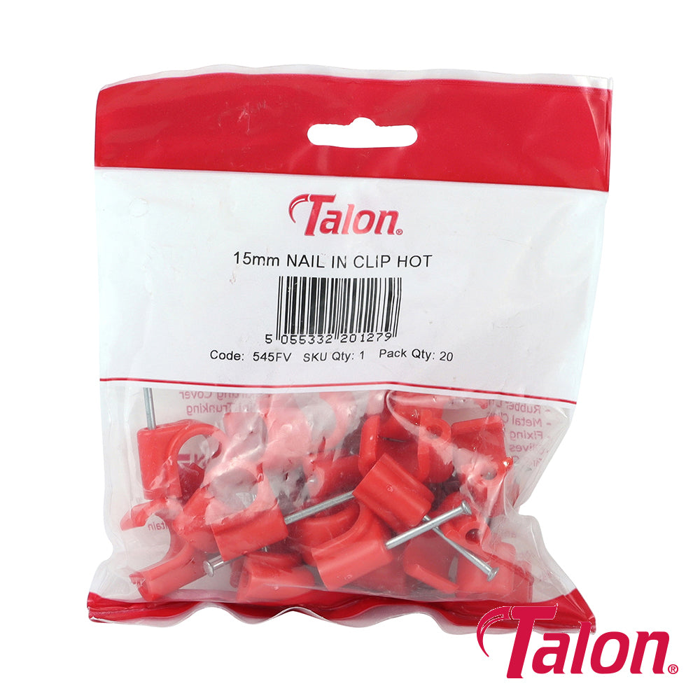 Talon Nail In Pipe Clips Red - 15mm - Image