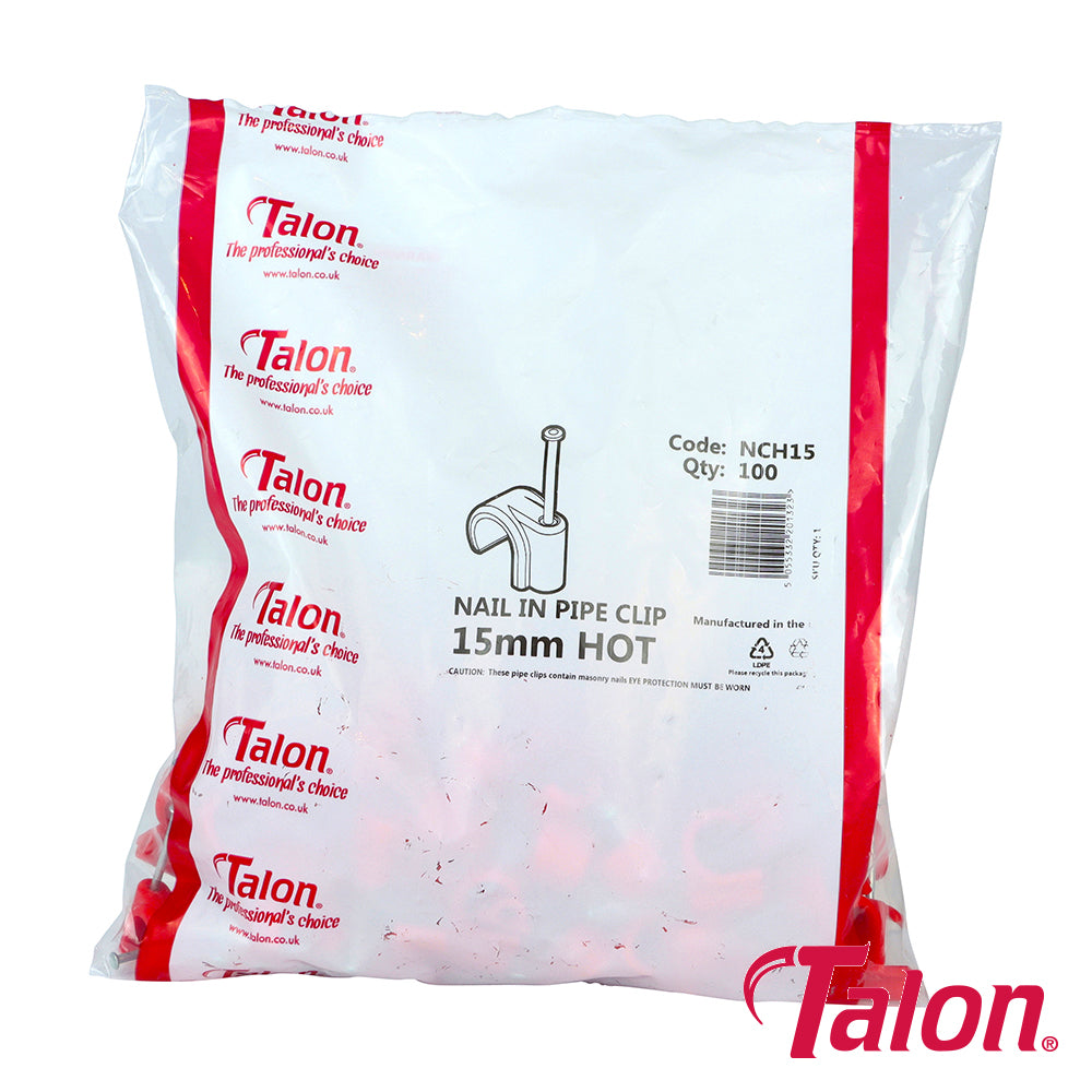 Talon Nail In Pipe Clips Red - 15mm - Image