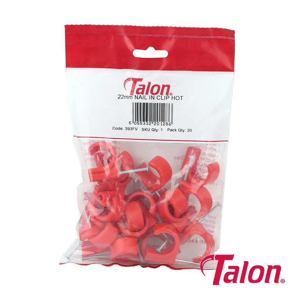 Talon Nail In Pipe Clips Red - 22mm - Image