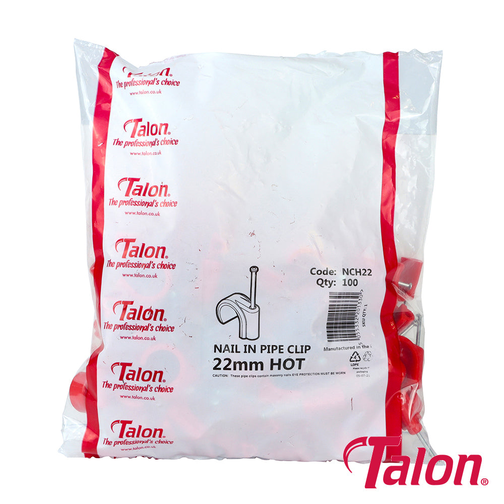 Talon Nail In Pipe Clips Red - 22mm - Image