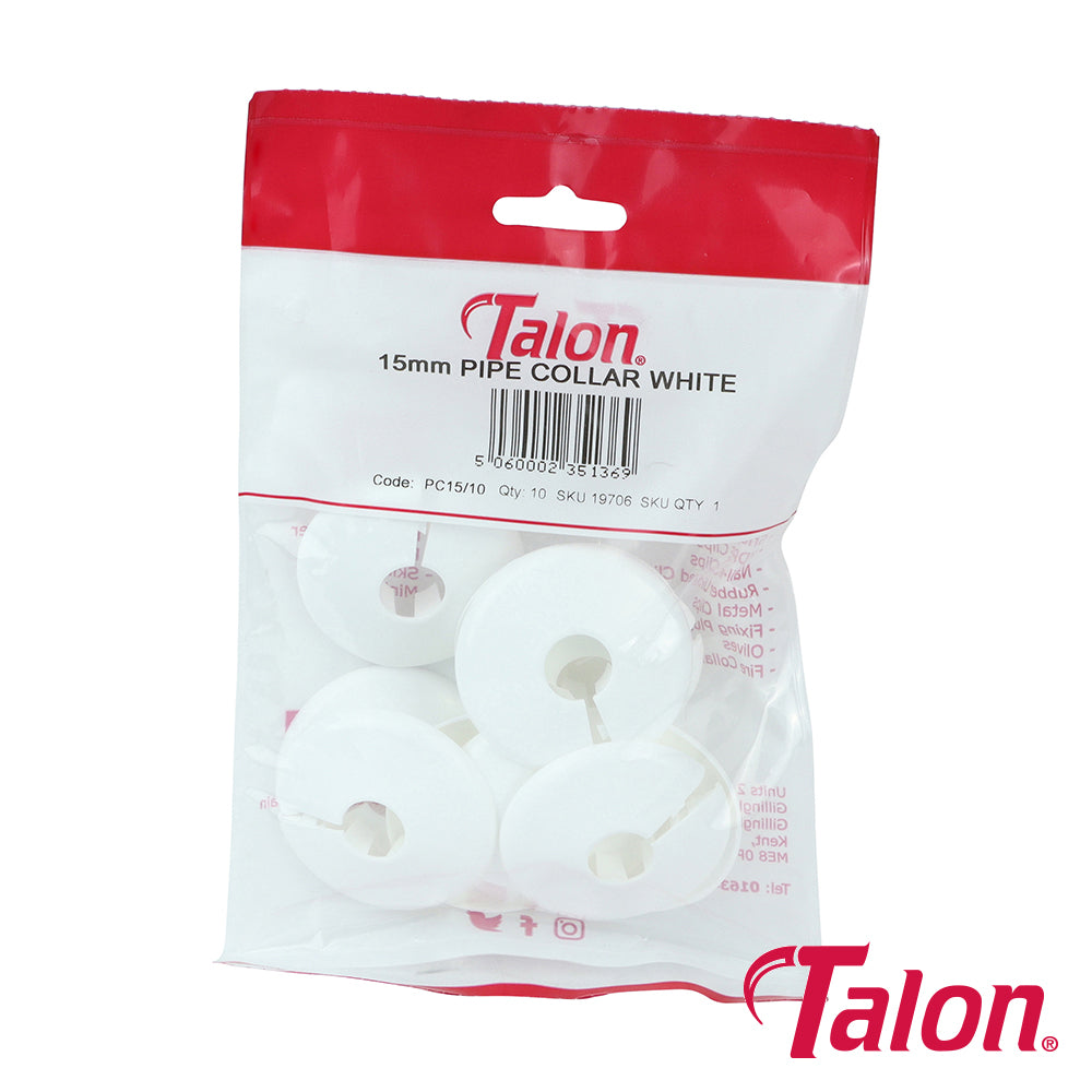 Talon Pipe Collar White - 15mm - Image