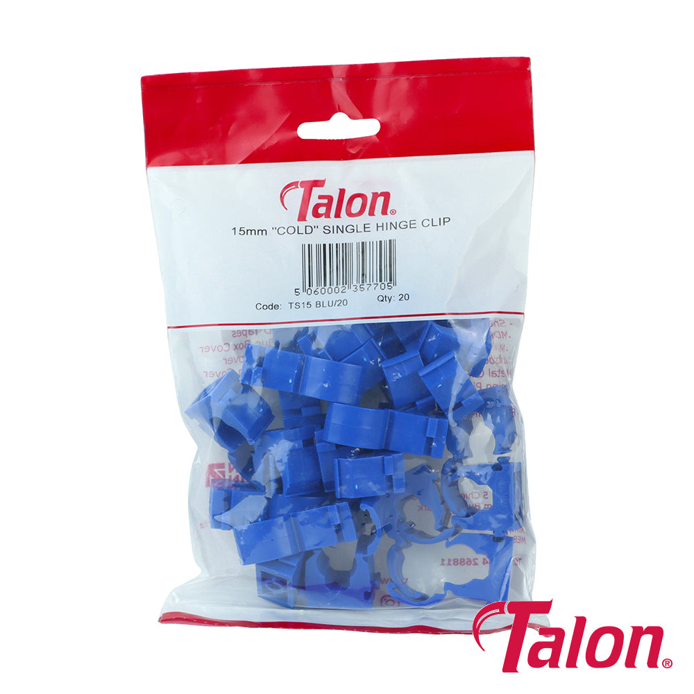 Single Hinged ID Pipe Clips Blue - 15mm - Image