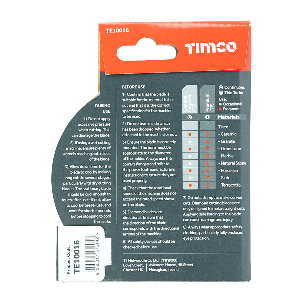 TIMCO General Purpose Tile & Ceramic Blade - 100 x 16.0 - Image