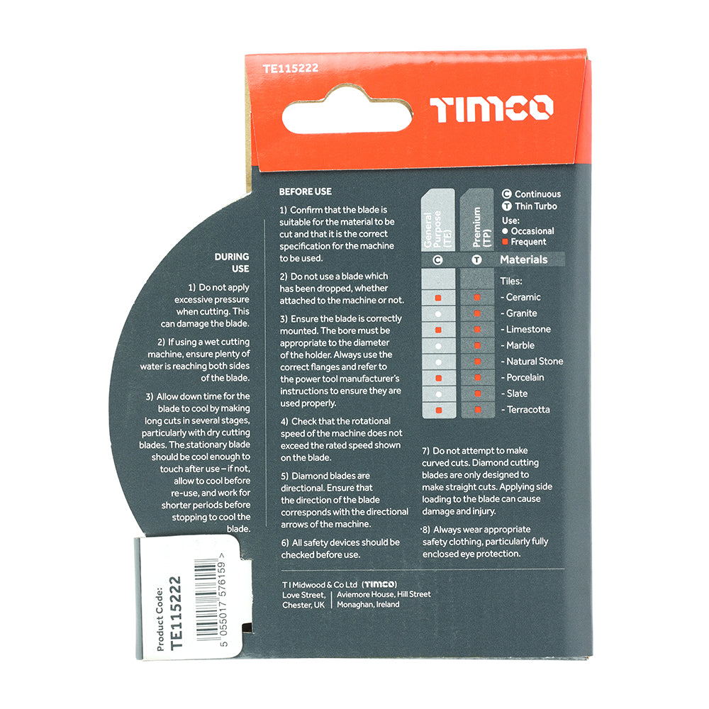 TIMCO General Purpose Tile & Ceramic Blade - 115 x 22.2 - Image
