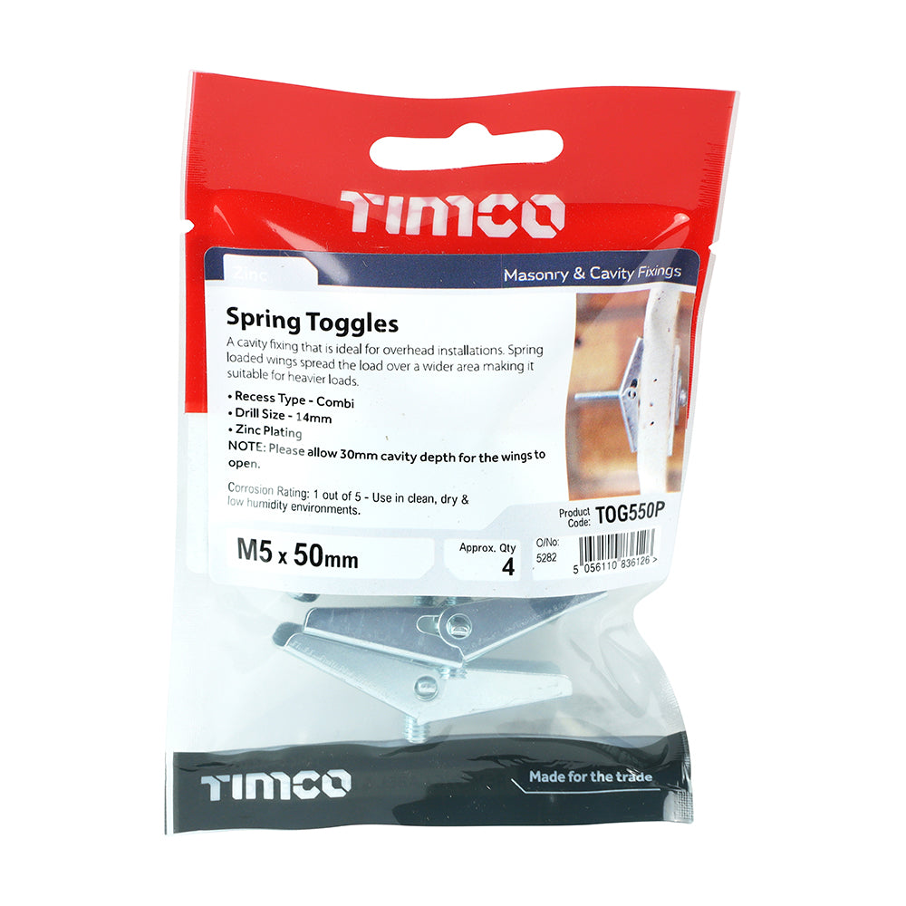 TIMCO Spring Toggle Cavity Anchors Silver - M5 x 50 - Image