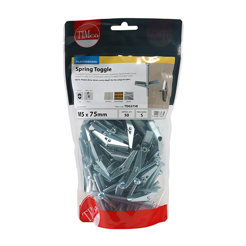 TIMCO Spring Toggle Cavity Anchors Silver - M5 x 75 - Image