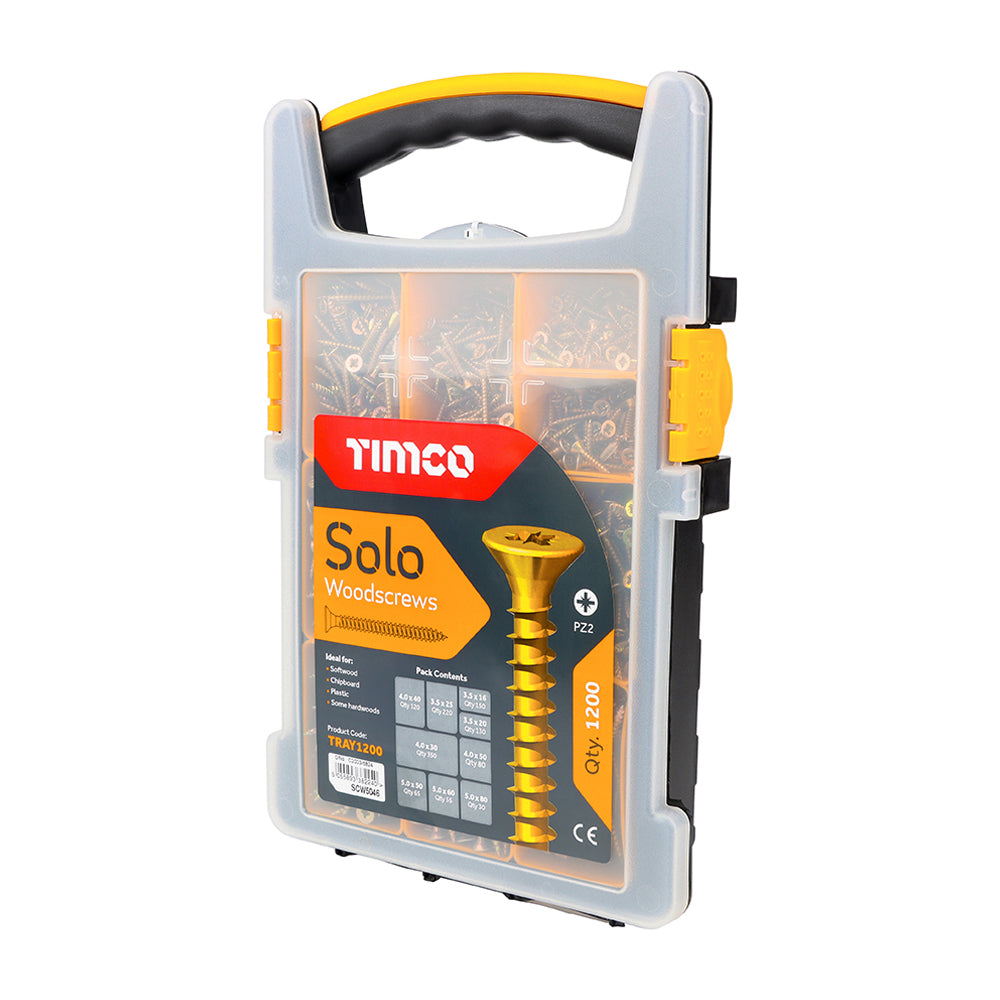 TIMCO Solo Countersunk Gold Woodscrews Mixed Tray - 1200pcs - Image