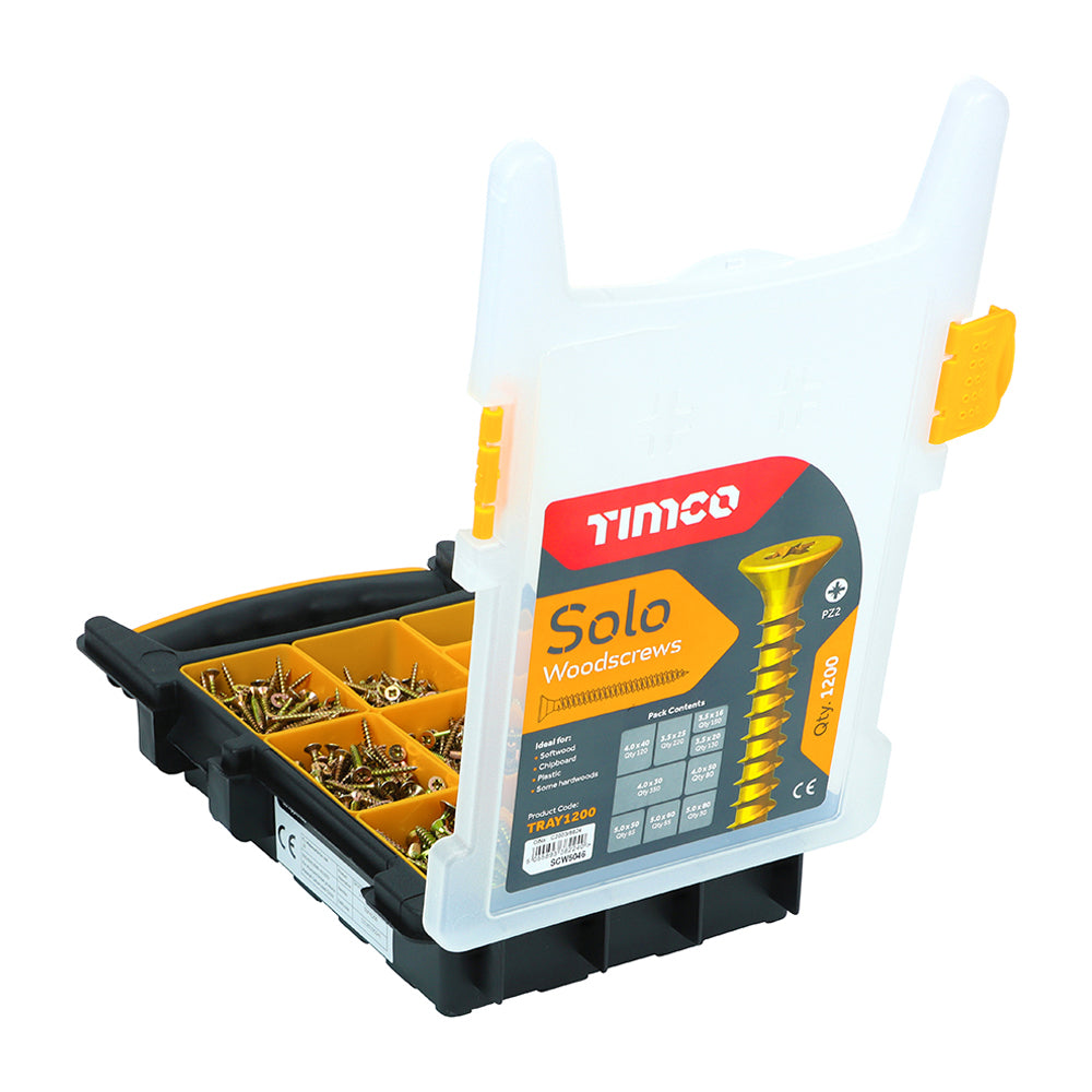 TIMCO Solo Countersunk Gold Woodscrews Mixed Tray - 1200pcs - Image