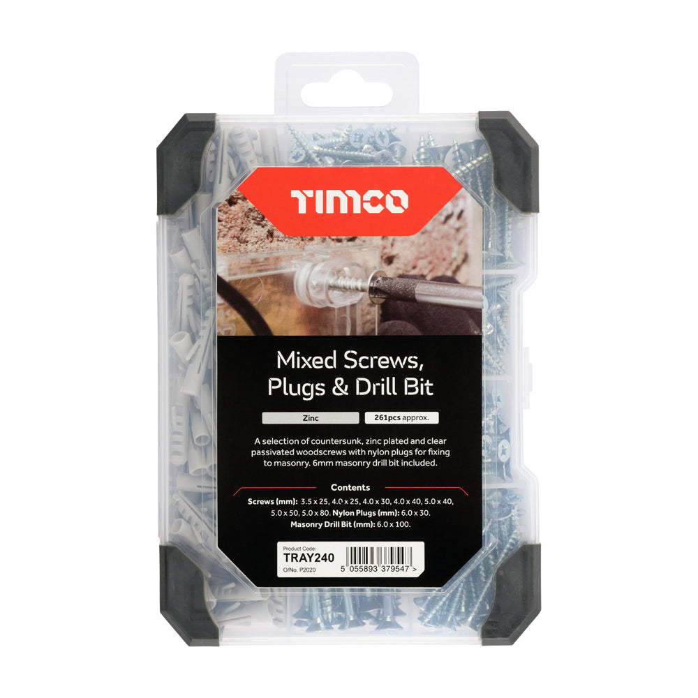 TIMCO Screws, Plug & Drill Bit Silver Mixed Tray - 251pcs - Image